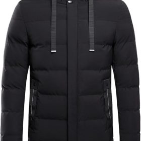 Men's Winter Coat Long Puffer Jacket Warm Hooded Quilted Jacket Parka Outerwear