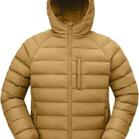 Men's Puffer Jacket Lightweight Hooded Winter Warm Water-Resistant Coat for Ski Casual Travel