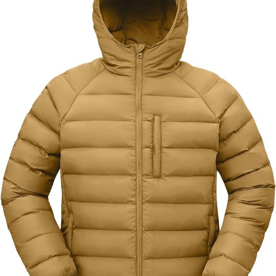 Men's Puffer Jacket Lightweight Hooded Winter Warm Water-Resistant Coat for Ski Casual Travel