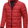 Mens Puffer Jackets Lightweight Warm Winter Coats Stand Collar Full Zip Windproof Insulated Jacket